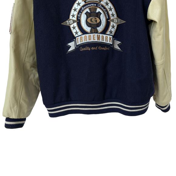 Vintage Guess USA Letterman Jacket 1981 Leather Wool Varsity Coat Men's Large - Picture 9 of 11